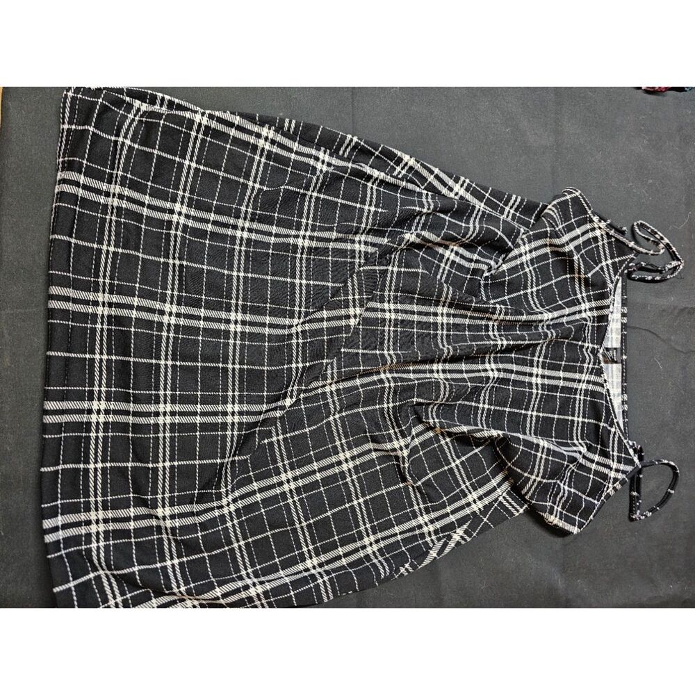 SHEIN Curve Black & White Plaid Zip-Front Cami Mini Dress – Size 2XL